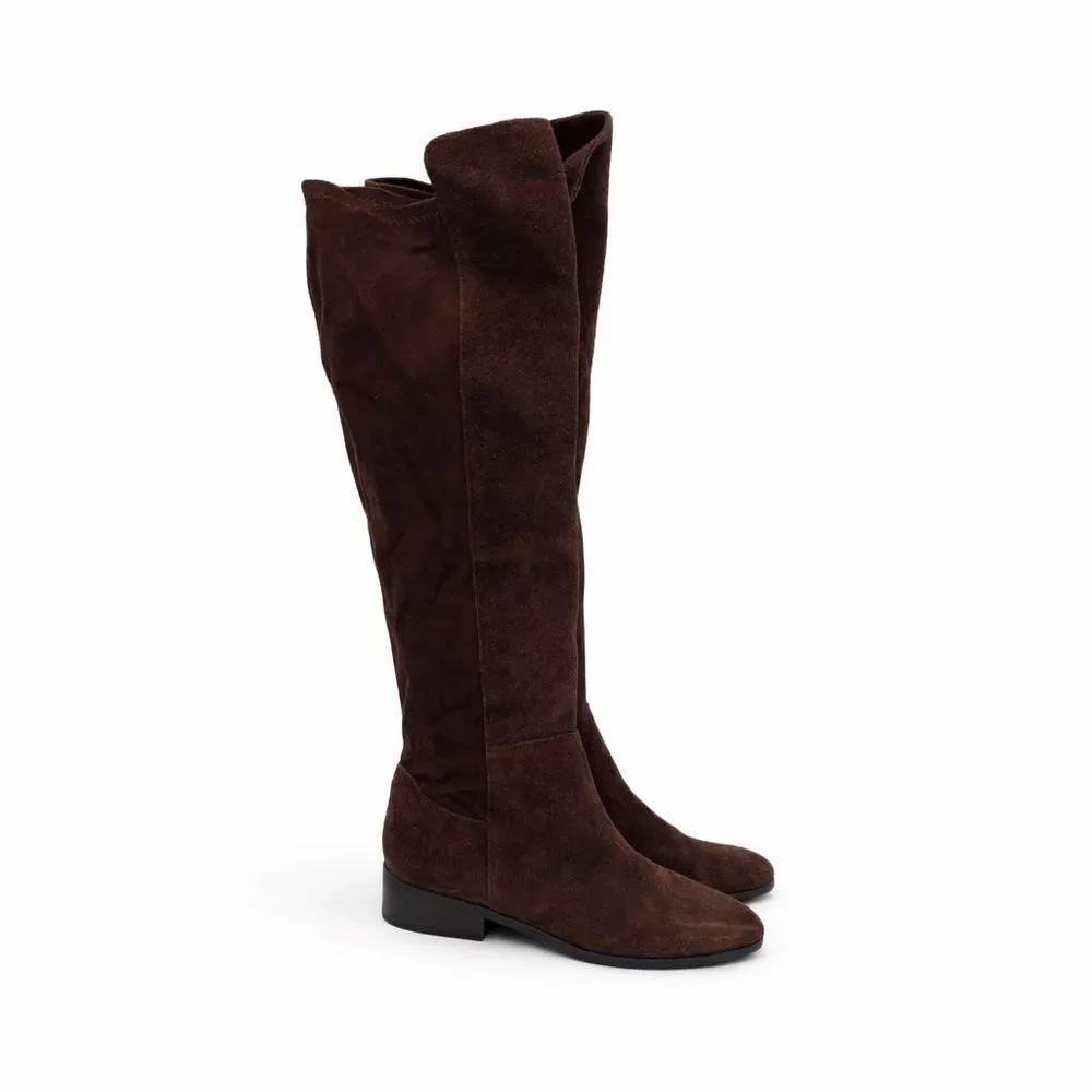 Lucky Brand knee high dark brown suede leather Calypso style boots size 7.5/38